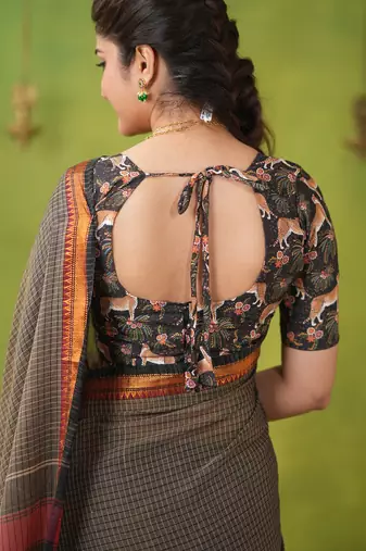 grey narayanpet woven cotton saree