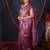 purple striped zari linen saree