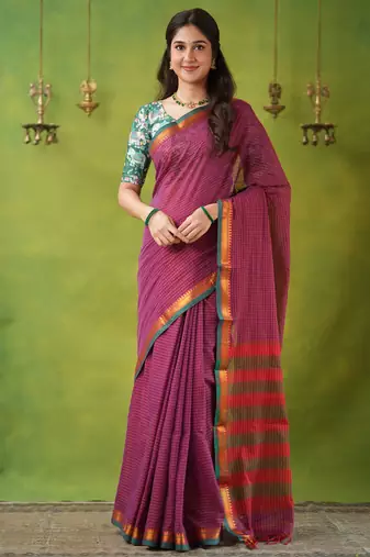 pink narayanpet woven cotton saree