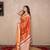 peach zari linen saree