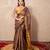 copper saree with zari stripes