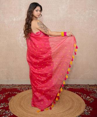 pink tikli work saree 3