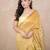 yellow striped zari linen saree