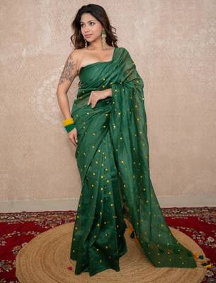 green tikli work saree 1