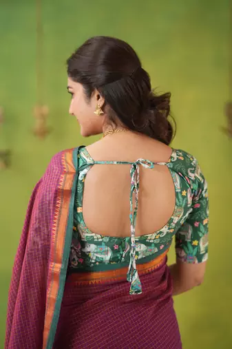 pink narayanpet woven cotton saree