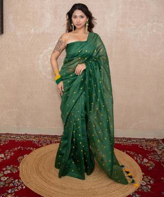 green tikli work saree 2