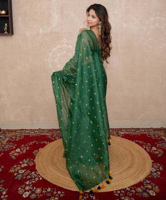 green tikli work saree 3