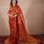 red zari saree with striped pallu