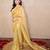 yellow striped zari linen saree