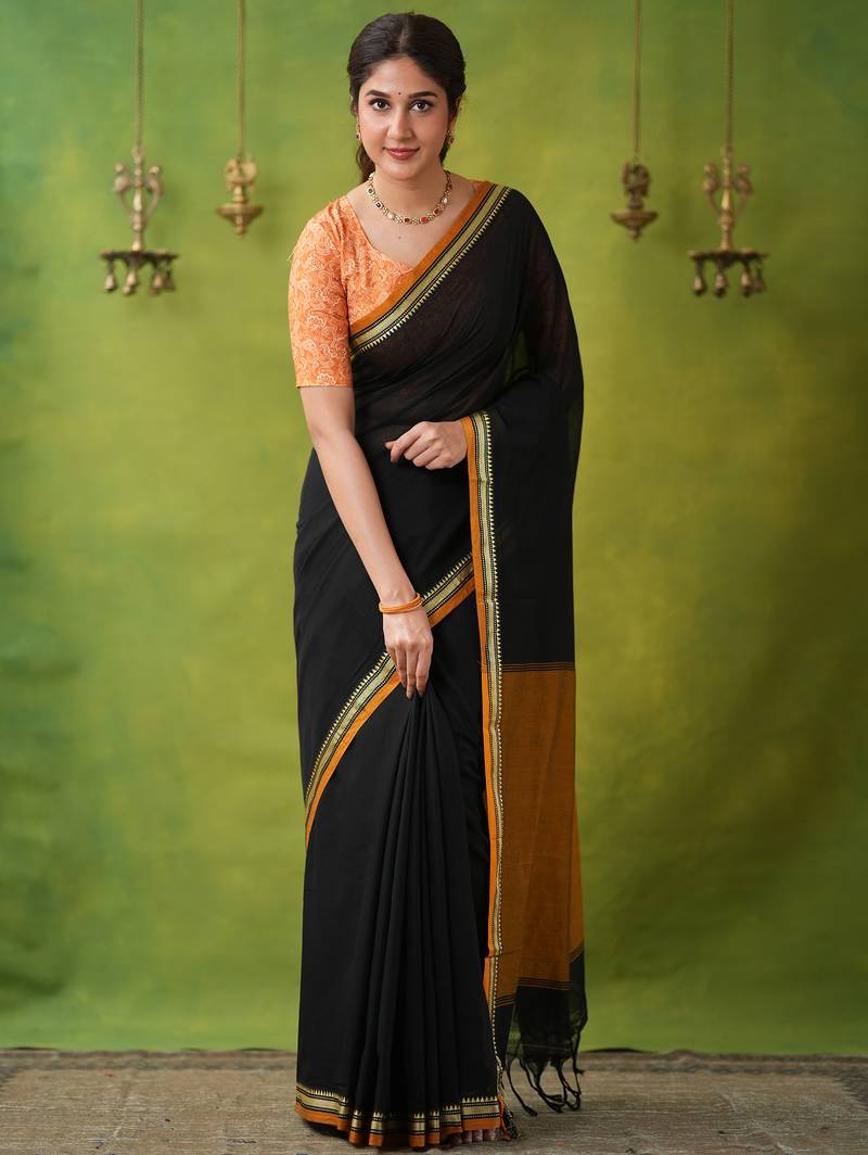 black narayanpet woven cotton saree