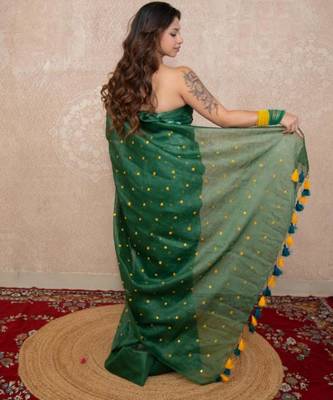 green tikli work saree 4