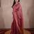 pink zari saree with striped pallu