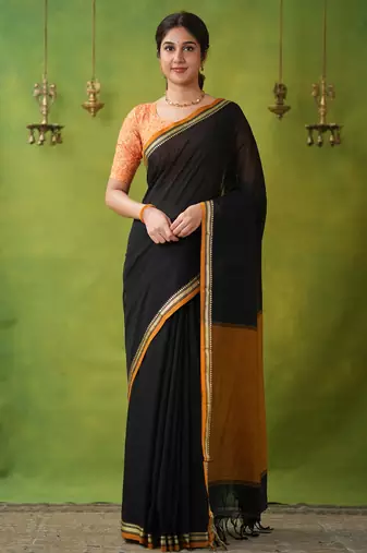 black narayanpet woven cotton saree