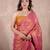 pink zari saree with striped pallu