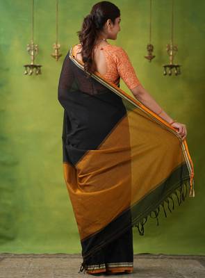 black narayanpet woven cotton saree 4