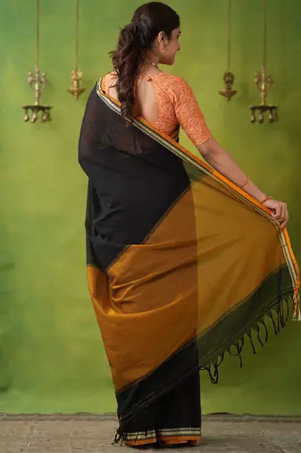 black narayanpet woven cotton saree
