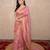 pink striped zari linen saree
