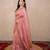 pink striped zari linen saree