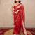 red floral silk blend saree
