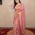 pink striped zari linen saree