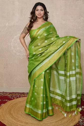 zari linen saree