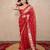 red floral silk blend saree