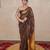 brown saree with hand embroidery