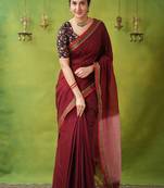 maroon narayanpet woven cotton saree