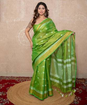 zari linen saree 5