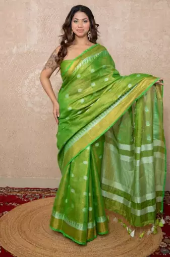 zari linen saree