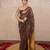 brown saree with hand embroidery