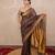 brown saree with hand embroidery