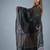 black silk blend linen saree