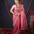 pink striped zari linen saree