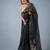 black silk blend linen saree