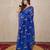 Blue silk blend saree with leaf embroidery