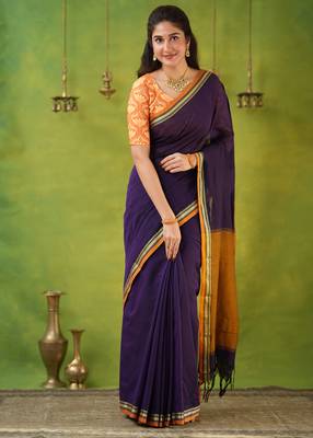 violet narayanpet woven cotton saree 1