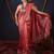 Red striped zari linen saree