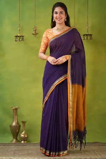 violet narayanpet woven cotton saree