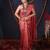 Red striped zari linen saree