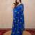 Blue silk blend saree with leaf embroidery