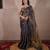 blue zari saree with striped pallu