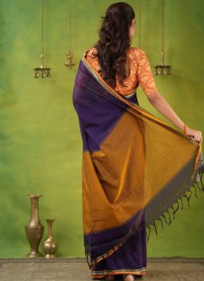 violet narayanpet woven cotton saree 4