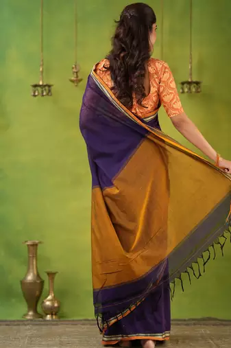 violet narayanpet woven cotton saree