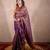 purple saree with striped pallu