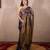 blue zari saree with striped pallu