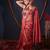 Red striped zari linen saree