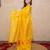 yellow silk blend linen saree