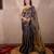 blue zari saree with striped pallu
