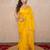yellow silk blend linen saree